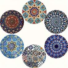 6pcs Wooden Coasters, 2D Flat Printing, Beverage Mats, Creative Coffee Mats, Home Decor, Tabletop Protection. 1 Set 6pcs, 300 Sets 1800pcs - Multicolor - View 1