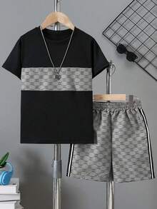 Children's Outfits For Ages 8-10, Boys' Outfits, Girls' Outfits, Girls' Clothing For Ages 12-14,  On Clothing For Teenagers, Children's Clothing For Ages 6-21, Casual Summer Outfit For Children, 2-Piece Set - 黑色 - 查看 1
