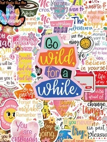 50Pcs Colorful Inspirational Quote Stickers, Positive Affirmation Decals For Journal, Water Bottle, Laptop, Scrapbook & Motivation Decor - Multicolor - View 1