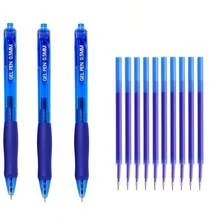 5/10pcs Quick-Dry Neutral Pens, Retractable Ballpoint Pens, (3 Pens + 10 Refills, 5 Pens + 20 Refills), Fine Tip 0.5mm, Blue Ink, Smooth Writing For Diary, Back To School, Office Use - Multicolor - View 10