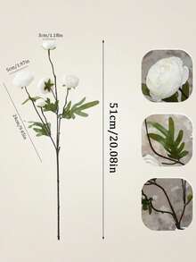 6件人造絲綢毛茛花，5朵頭白色仿真玫瑰花莖，婚禮花束，桌上裝飾，廚房裝飾，新娘派對，居家裝飾，臥室，房間裝飾，餐桌，浴室，秋季裝飾，宿舍，情人節，嬰兒派對裝飾 - 白色 - 查看 11