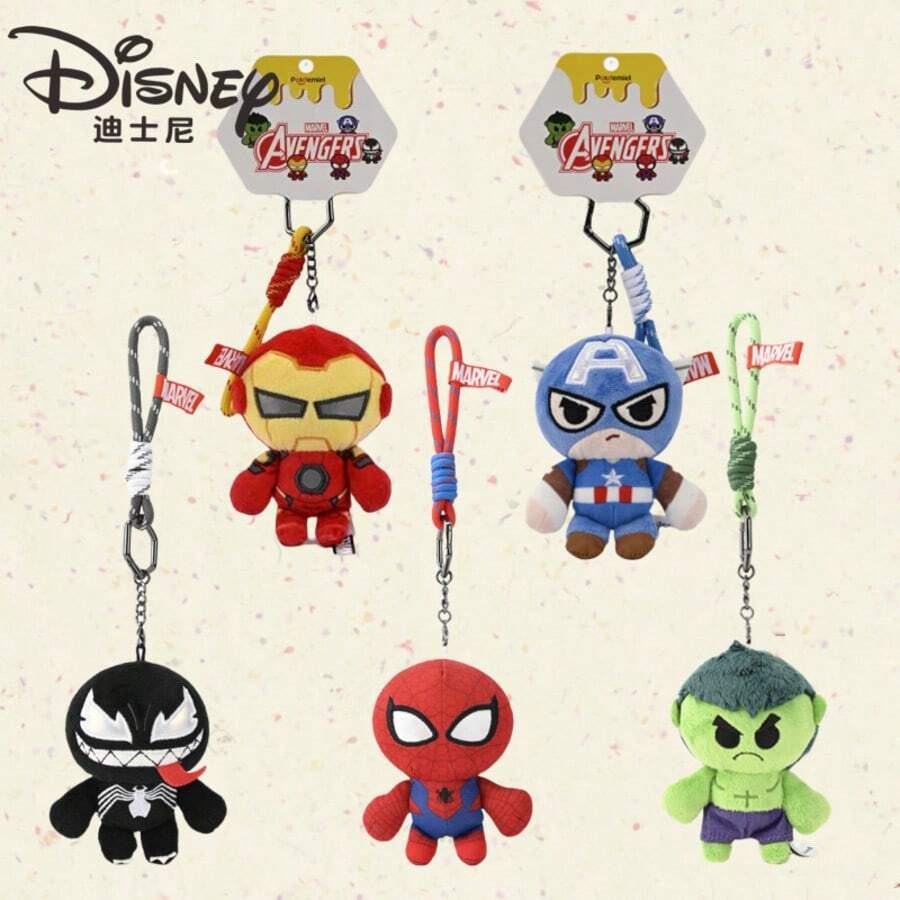 Disney Q版英雄毛絨吊飾系列 蜘蛛人 可愛毛絨娃娃鑰匙圈 包包掛飾 日系Ins風 學生後背包吊飾 周邊生日禮物 男孩女孩情侶通用 車鑰匙小吊飾 聯盟系列 柔軟可愛 小眾紀念品 男生後背包配件 - 彩色 - 查看 1