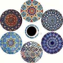 6pcs Wooden Coasters, 2D Flat Printing, Beverage Mats, Creative Coffee Mats, Home Decor, Tabletop Protection. 1 Set 6pcs, 300 Sets 1800pcs - Multicolor - View 2