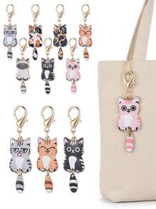7/5/1pc-Cat Keychain (Wagging Tail), Cat Bag Charm, Cute Cat Key Chain, Kitten Key Ring, Women's Cat Accessory, Car Key, Handbag, Women's Gift DIY Handmade, Suitable As Birthday Gift, Party Favor, Back To School Gift, Classroom Reward, Halloween Gift, Christmas Gift, Bridal Shower Favor, Etc. - Multicolor - View 1