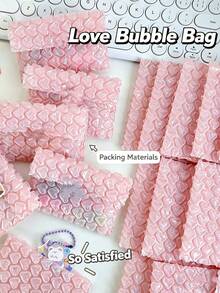 10-Piece Set Holiday Gift Bubble Bags, Pink/Red Gift Shipping Bags, Suitable For Post-Holiday Gift Protection And Storage. Bubble Buffer Packaging Bags, Shockproof, Portable, Suitable For Transportation And Packaging, Honeycomb Packaging Bags. - Multicolor - View 3