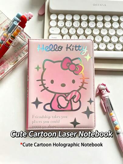 New B6 Gold Foil Cute Cartoon Notebook - High-Value Cat Diary - Student Lined & Colorful Page Planner