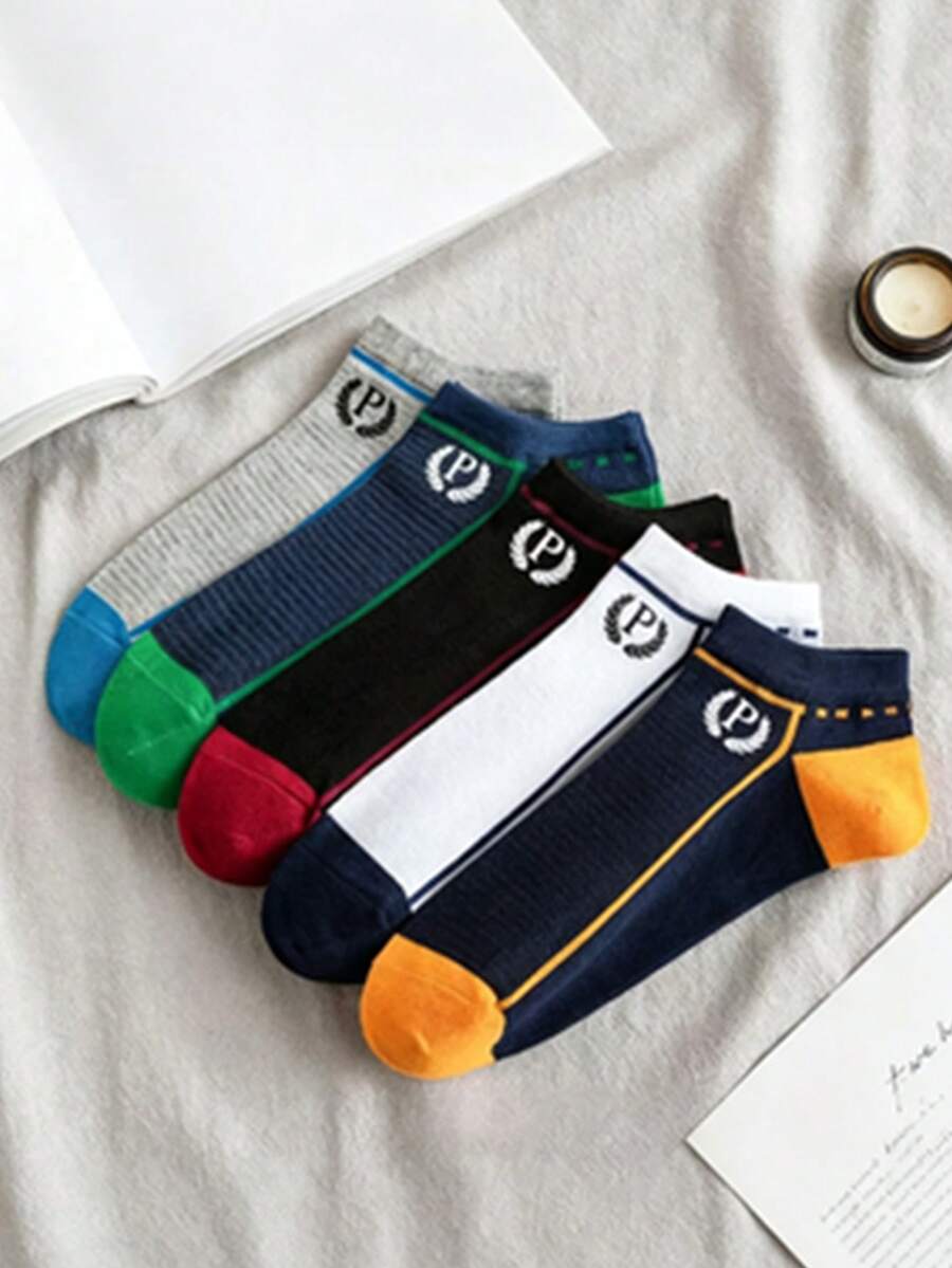 5 Pairs Breathable Sweat-Absorbing Mesh Sports Invisible Boat Socks - Multicolor - View 1