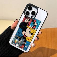 Disney. ‌   What Mickey Mouse Patterned Phone Case Designed With Vibrant Comic Panels Featuring Beloved Characters. Compatible With  17, 16, 15, 14, 13, 12, And 11 Pro Models, With Shockproof Protection. A Fun Accessory For Fans Of All Ages, Perfect For Birthdays, Holidays, And Special Occasions..Holiday Accessories. - Black - View 2