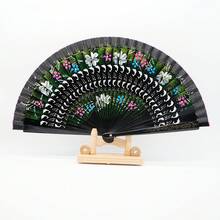Abanico plegable con patrón aleatorio, estilo clásico español, abanico plegable vintage hecho a mano de bambú con borlas, abanico plegable minimalista de moda, abanico de danza de madera hueca pintado por ambos lados, artesanía de decoración del hogar, regalo elegante para mujeres, boda, fiesta, actuación de cheongsam - Varios estilos - Ver 8