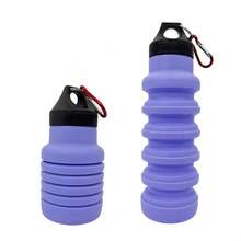 1 Silicone Foldable Sports Water Bottle, 16.91 Ounces Portable Outdoor Hiking Fitness Cup, Foldable. - 紫色 - 查看 5