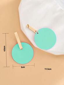 Round Drop Earrings - Teal Blue - View 4