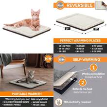 1Pc Reversible Washable Self Warming Cat Bed Pad, Thermal Self Heating Mat For Indoor Pet Beds Furniture & Outdoor Cat Houses, Small Size 21 X 17in Oatmeal & Chocolate Two-Tone Design - 21 X 17 Inches - View 8