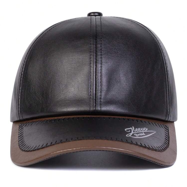 1pc Men's PU Leather Letter Embossed Baseball Cap, Outdoor Adjustable Casual Hat, Spring/Autumn - Multicolor - View 6