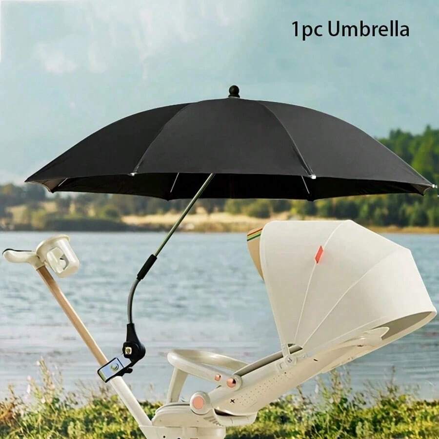 Clip-On Sun Umbrella, UPF50+ UV Protection, Clip-On Handle, Flexible Umbrella Arm, Summer Sun Protection Essential, Suitable For Strollers, Bicycles, Wheelchairs, Camping, Fishing, Outdoor And Various Occasions, - Royal Blue - View 1