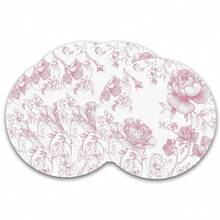 Manteles individuales redondos con borde ondulado y diseño floral rosa, 1/2/4/6/8/300 piezas. 2 diseños florales rosas: flor de cerezo con textura 3D y arte lineal de peonía bocetada. Tejido de poliéster, resistente al calor/resistente a las manchas/impermeable, lavable y duradero, adecuado para la decoración de la mesa. - Multicolor - Ver 8