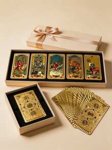 Luxury Gold Foil Imitation Tarot Cards, Waterproof PVC Anti-Wrinkle Vintage Tarot Deck, Divination Cards Suitable For Beginners, Gift For Tarot Enthusiasts, High-End Gift Item Suitable For Collection And Divination Use - Multicolor - View 1