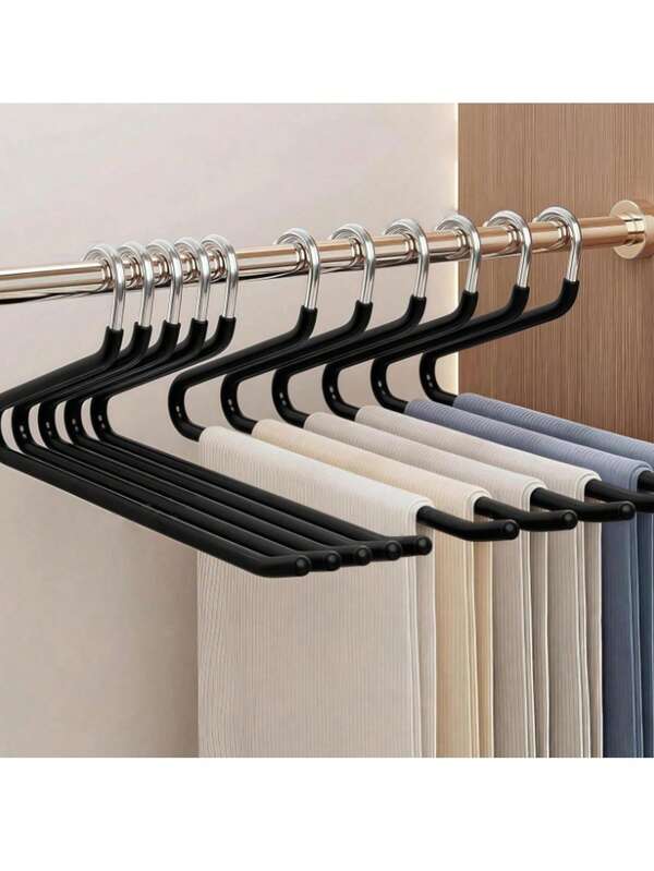 BKFUN 10/20pcs Open-End Pants Hangers, Unisex Heavy Duty Anti-Slip Metal Clothes Hangers, Suitable For Jeans, Trousers, Skirts, Space-Saving Closet Storage Organizer
