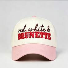 1pc Dual-Color Letter Embroidered Trucker Hat, Adjustable Design, Suitable For Outdoor Activities, Travel And Running - BRUNETTE - View 6