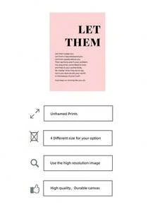 1 Stück rahmenloses "Let Them" rosa minimalistisches Schriftart inspirierendes Leinwandposter - positive Büro- & neutrale Wohnheim-Wanddekoration, Wohnzimmer, Schlafzimmer, Homeoffice Klassenzimmer, Raumdekoration Schlafzimmer, Drucke für die Wand, Poster, beste Geschenkwahl - Rosa und Schwarz - Übersicht 5