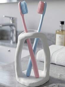 Nordic-Style Minimalist Pure White Toothbrush Holder-Both A Practical Gift And A Beautiful Decorative Accent For Rooms, Bedrooms, And Home Decor, Makeup Brush Holder, Room Decor, Makeup Brush Holder, Toothbrush Holder, Bathroom, - Multicolor - View 1