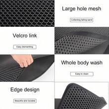 1 pieza Alfombra de doble capa para arena de gato, alfombra antideslizante para limpieza de mascotas, alfombra para rascar, alfombra impermeable para caja de arena de gato y perro - Caqui - Ver 5