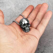 Gothic Reality Skull Stainless Steel Men Necklaces Pendants Chain Punk For Boyfriend Male Jewelry Creativity Gift - Silver - View 3