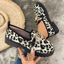 White Leopard Print Design Thick Sole Women's Buckle Lightweight Flat Shoes Non-Slip Versatile Outdoor Shoes - White - View 15