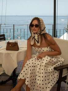 1pc Polka Dot Print Satin Scarf, New Spring Fashion Women's Headscarf, Can Be Used As Belt, Bag Decoration, Ribbon, Hairband Or Scarf, Ideal Choice To Enhance Overall Look - Milky White - View 2