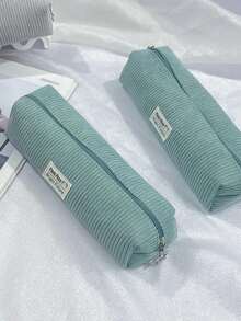 1pc Minimalist Solid Color Corduroy Pencil Case, Multiple Sizes Available, Multi-Purpose Stationery Pouch,For School Supplies,Back To School,Bag - Single Piece - View 20