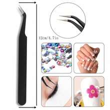 LANDOT Kaychan1 Rhinestone Applicator Tool - Acrylic Handle Dual-Ended Wax Pen DIY Nail Art Tool With 4 Extra Wax Tips 1 Tweezer (White) - Pink - View 3