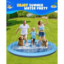 Dog Splash Pad, Large Dog Swimming Pool, Summer Outdoor Pet Water Play Mat, Non-Slip Durable Dog Water Fountain And Cooling Pad, Tear-Resistant Heavy Duty Summer Outdoor Water Fountain, Suitable For Giant Dog Breeds - Blue - View 8