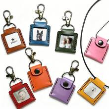 PU Leather Mini Photo Frame Keychain, Handmade Stitched Small Photo Storage Key Ring, Portable Pocket Photo Holder Pendant, Suitable For Pets, Baby, Family Photos - Leather Photo Keychain - View 1