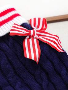 1PC Pet Clothes Small Dog Puppy Cute Simple Solid Color Versatile Spring/Autumn Warm Navy Sweater - Blue - Blue - View 7