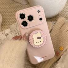 GUCADI Polka Dot Cute Pink Rabbit Mirror Stand Phone Case, Compatible With Apple 17, 15 Soft Shell, Suitable For 16 Pro Max, 12, 13, High Aesthetic, Spring Girl Style, Creative, Geometric, Artistic, Minimalist, Fresh, Niche, Style - Pink - View 6