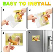 5pcs White Magnetic Picture Frame,Magnetic Photo Frame For 4 X 6'' Photos,Suitable Home,Office,School,Magnetic Pocket Picture Frame,Photo Magnets Sleeves Reusable For Refrigerator - White - View 4