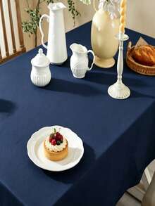 1pc Dust-Proof & Wrinkle-Resistant Rectangular Polyester Solid Color Tablecloth For Dining Room, Kitchen, Coffee Table, Conference Room, Desk, Wedding Banquet, Birthday Party, Home Decor, Study - Royal Blue - View 4