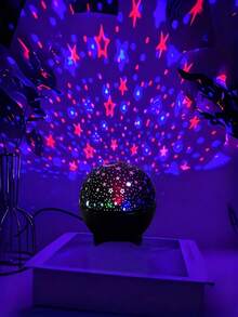 1pc LED Star Projection Night Light, 7-Color Gradient Atmosphere Night Light, USB Powered Plug And Play, Durable Material, 360° Projection, Perfect For Bedroom, Room Decor, Party, Etc. - 多色光 - 查看 3