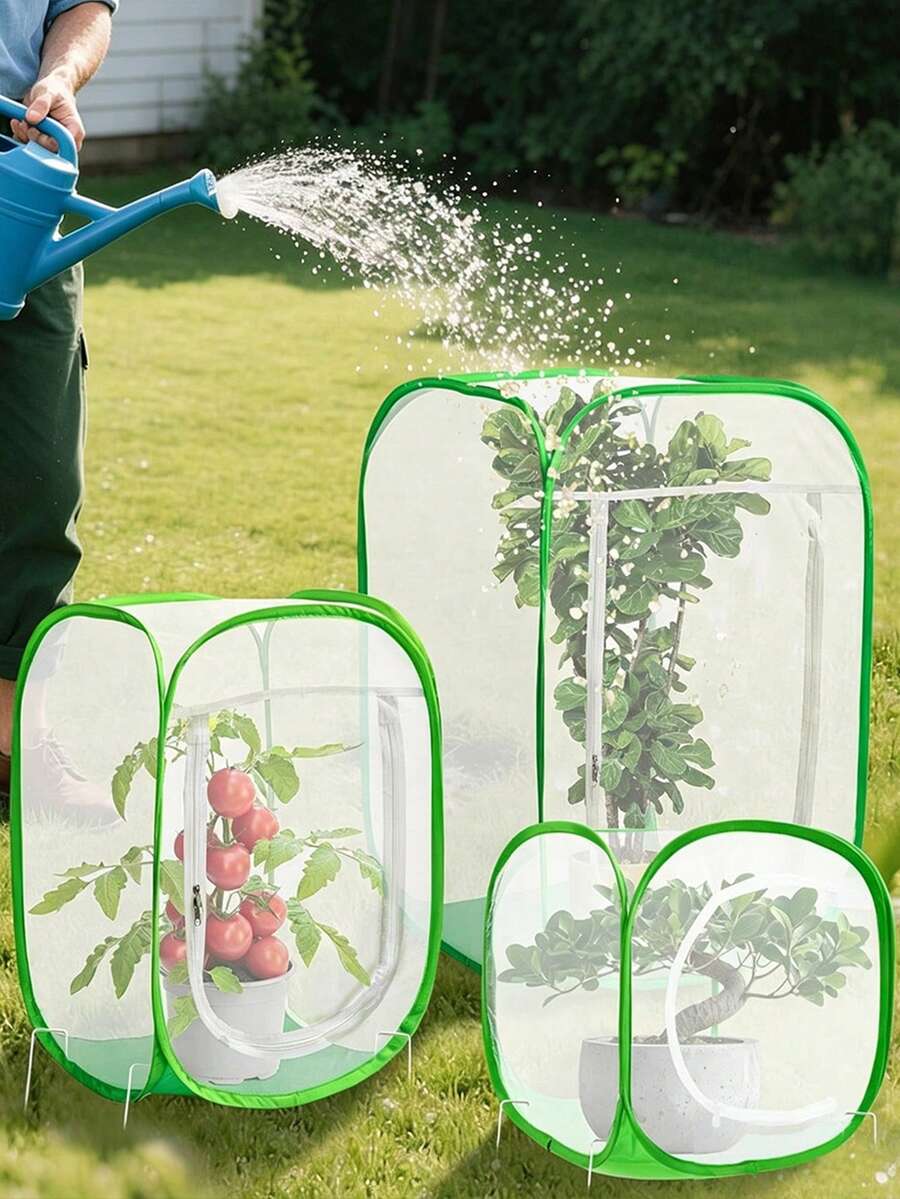 Reusable Pop-Up Garden Mesh Plant Cover, 3 Sizes Square Raised Net Cage, Foldable Pest Protection Tent, Protects Vegetables And Fruits From Birds And Insects, Suitable For Outdoor Yard