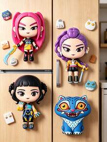 1 Buah Magnet Kulkas PVC 3D Berlisensi Resmi Netflix, Ornamen Karakter Menggemaskan dengan Desain yang Cerah untuk Dekorasi Kulkas, Dekorasi Rumah, Hadiah Koleksi Artistik untuk Penggemar Anime dan Film - B - View 2