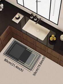1pc Black Gold Rim Double Layer Frame Diatomaceous Earth Kitchen Mat, 3.5mm Rubber Anti-Slip Bottom, Water-Absorbent & Oil-Resistant, Cushioning & Anti-Fatigue, Dirt-Resistant Rug For Kitchen, Bathroom, Entryway, Living Room - Multicolor - View 7