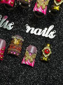 10pcs Handmade Fully Covered Short Duck Nails Press On Nails, Hot Pink Nails, Y2K Sweet And Hot Girl Style,Reusable False Nails With Jelly Glue And Nail File,Suitable For Club Night,Birthday Party,Summer Festival, Hangout,Punk Street Daily Styling - Hot Pink - View 6