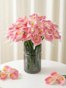 1/5/10/20入 34cm 人造深粉色馬蹄蘭，逼真觸感漸層色裝飾花束，適用於居家裝飾、情人節禮物、飯店、派對、婚禮、桌面佈置 - 深粉紅馬蹄蓮 - 查看 2