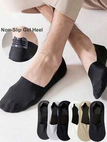 1/3/6 Pairs Men's Solid Color Breathable Soft Nylon Low-Cut Invisible Socks With Anti-Slip Gel Heel, Suitable For Sports Or Daily Wear, Back To School Season - Multicolor - View 10