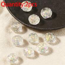 2pcs 10mm Cute Polka Dot Colorful Glass Beads, Floral Pattern Beads, Handmade Beaded Jewelry DIY Accessories, Decorative Loose Beads - Colored Beads - View 11