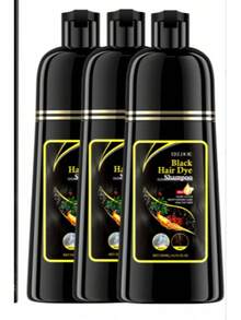 2PCS-500ml-Natural Herbal Hair Dye Shampoo -- 3-In-1 Rapid Hair, Nourishing, Cleansing & Moisturising, Smoothing Black Hair Coloring Shampoo For Women Men - 黑色 - 查看 11