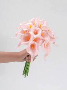 1/5/10/20支 34cm 人造淺粉色馬蹄蓮，逼真觸感裝飾花束，適用於居家裝飾、情人節禮物、飯店、派對、婚禮、桌面裝飾 - 肉粉色馬蹄蓮 - 查看 5