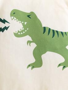 4pcs Newborn Simple Fashion Cute Dinosaur Print Footie Pajamas, Suitable For Baby Boys And Girls - Green - View 9