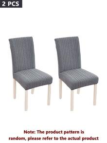 1/2/4/6pcs Jacquard Elastic Dining Chair Covers Set, Dark Color Stretch Full Coverage Washable Soft Fleece Chair Slipcovers, Suitable For Kitchen, Dining Room, Party, Wedding - Grey - View 15