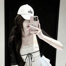 ALO 2026 New Letter Baseball Cap, Adjustable Dad Hat, Breathable Sun Protection, Outdoor Sports, Multi-Color Fashion Hat Breathable Baseball Cap, Sun - 白黑 - 查看 2