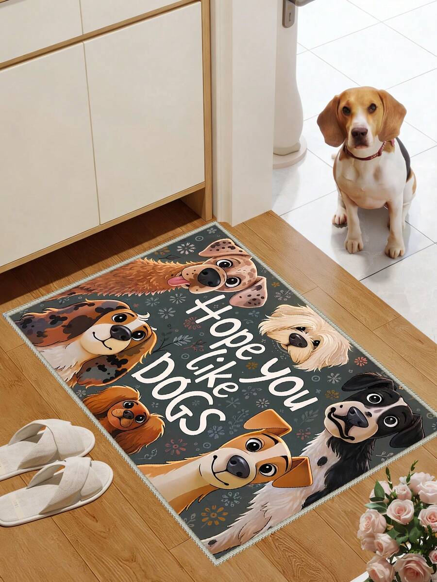 1pc Outdoor Anti-Slip Pet-Friendly Cartoon Pattern Floor Mat, Indoor Carpet, Bathroom Mat, Kitchen Mat, Decorative Rug, Multi-Functional Hallway Mat, Soft & Comfortable, Easy To Clean, Suitable For Indoor/Outdoor Entryway, Bedroom, Home Decor